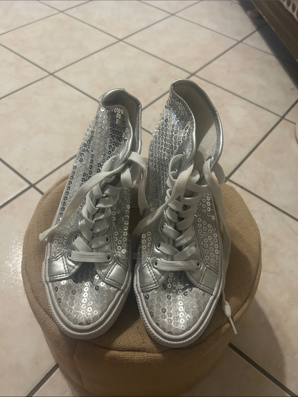 balera Silver Sequin High-Top Sneakers